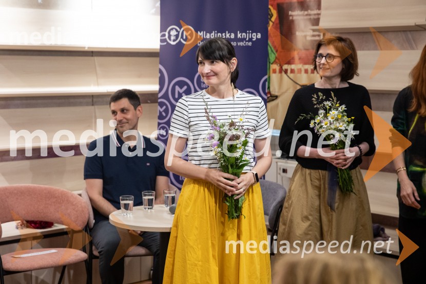  Žiga Kosec, urednik revije Cicido, Mladinska knjiga;  Maja Kastelic, ilustratorka;  ... Razglasitev prejemnikov Levstikovih nagrad Mladinske knjige, novinarska konferenca