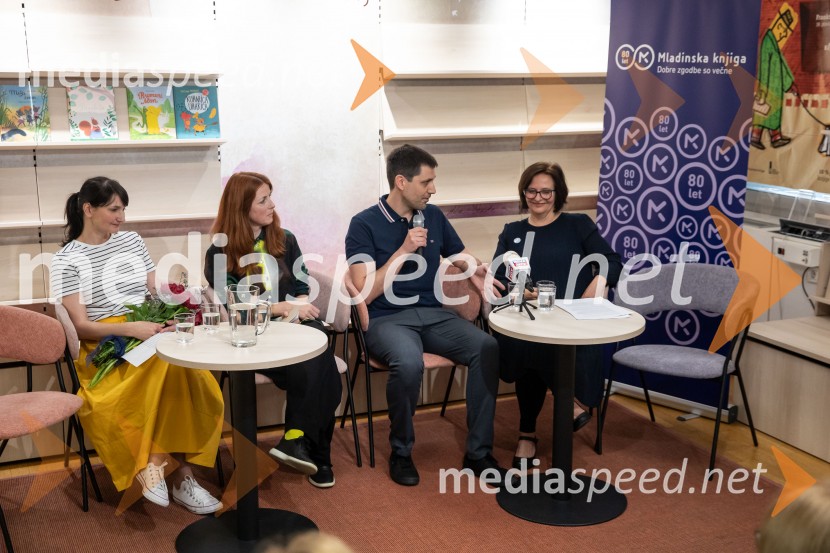  Maja Kastelic, ilustratorka;  ... ;  Žiga Kosec, urednik revije Cicido, Mladinska knjiga;  ... Razglasitev prejemnikov Levstikovih nagrad Mladinske knjige, novinarska konferenca