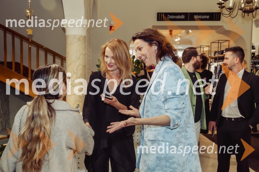  Lisa Belhassen, ambasadorka znamke Maison Crivelli;  Taja Zuccato, novinarka;  ... V Ikoni predstavili Maison Crivelli z ambasadorko Liso Belhassen