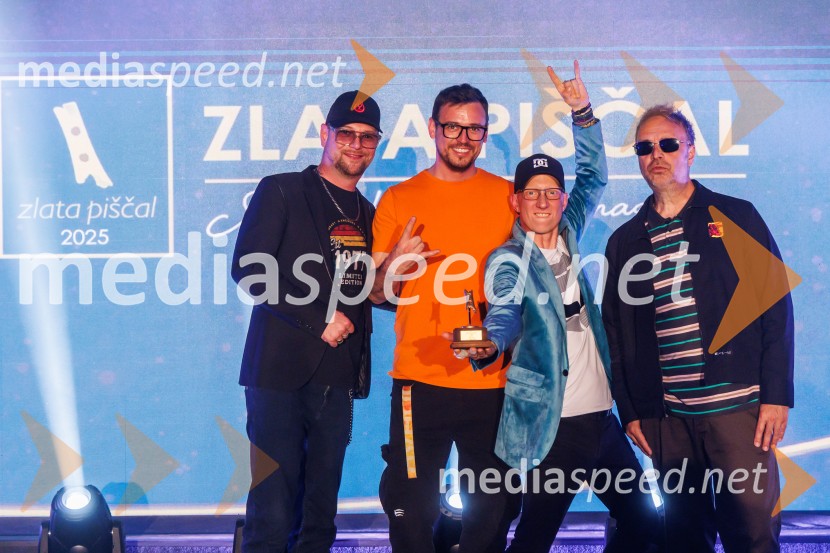  Tomi Meglič, glasbenik, pevec skupine Siddharta;  Boštjan Meglič, glasbenik, član skupine Siddharta;  Primož  Benko, glasbenik, član skupine Siddharta;  Jani Hace, glasbenik, SiddhartaZlata piščal 2025, podelitev glasbenih nagrad