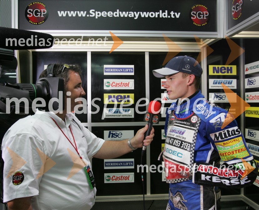 Matej Žagar je dal izjavo tudi za SGP TV, to doleti le najboljšeSPEEDWAY, VN Slovenije 2004