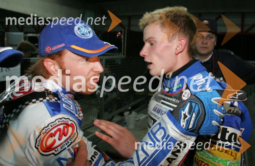 Jason Crump (Avstralija) in Matej Žagar (Slovenija)SPEEDWAY, VN Slovenije 2004