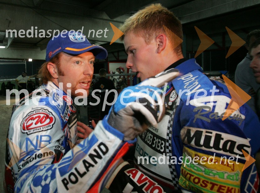 Jason Crump (Avstralija) in Matej Žagar (Slovenija)SPEEDWAY, VN Slovenije 2004