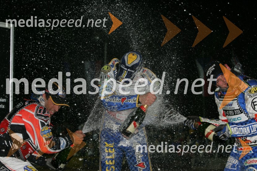 Greg Hancock (ZDA, Tony Rickardsson (Švedska) in Hans Andersen (Danska)
SPEEDWAY, VN Slovenije 2004
