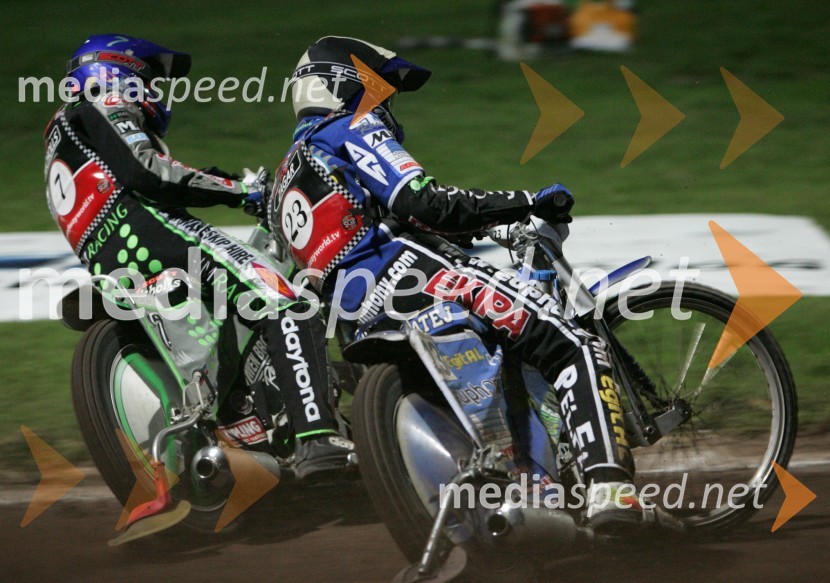 Scott Nicholls (Velika Britanija) in Matej Žagar (Slovenija)SPEEDWAY, VN Slovenije 2004