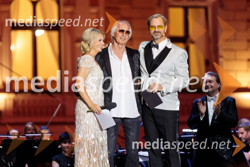  Bernarda Žarn, voditeljica;  Janez  Bončina - Benč, pevec;  Jurij  Zrnec, igralec73. Ljubljana Festival, Poletna noč 2025, otvoritev