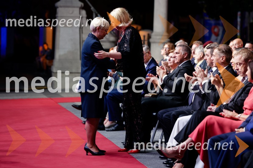 dr. Nataša Pirc Musar, predsednica Republike Slovenije; mag. Urška Klakočar Zupančič, predsednica Državnega zbora RS, podpredsednica, Gibanje SvobodaOsrednja slovesnost ob 34. dnevu državnosti na Kongresnem trgu