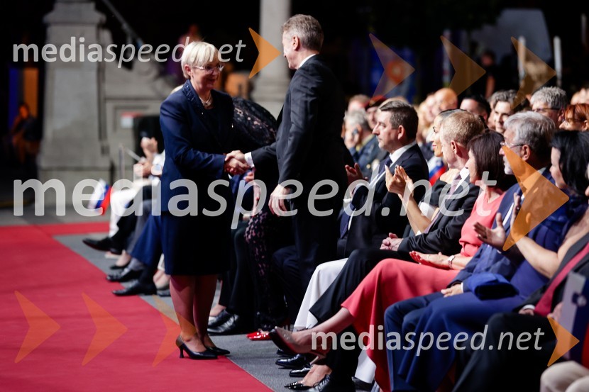 dr. Nataša Pirc Musar, predsednica Republike Slovenije; dr. Robert Golob, predsednik vlade RSOsrednja slovesnost ob 34. dnevu državnosti na Kongresnem trgu