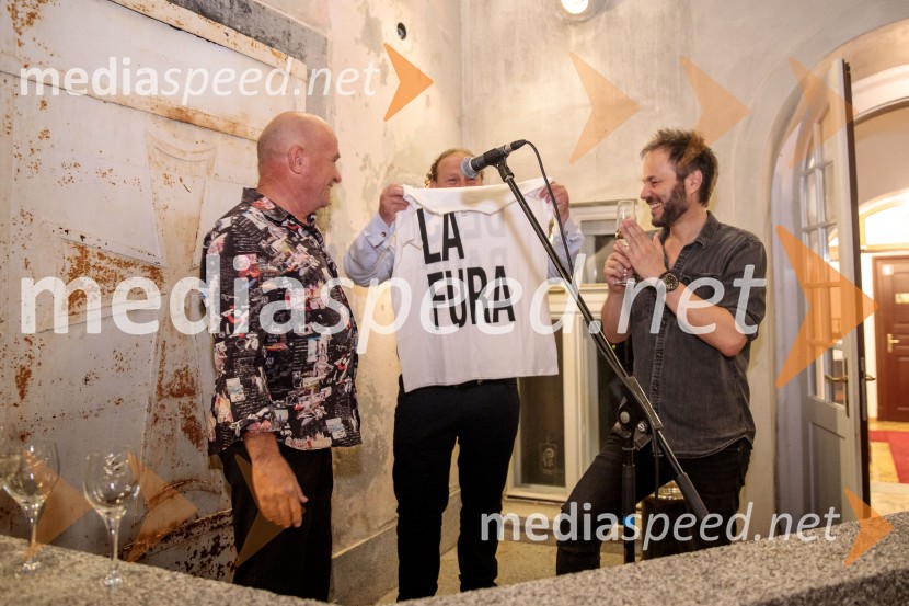  Carlus  Padrissa, režiser;  Darko  Brlek, direktor in umetniški vodja, Festival Ljubljana;  Josep Vicent, dirigentLa Fura dels Baus, Joseph Haydn: Stvarjenje na 73. Ljubljana Festivalu