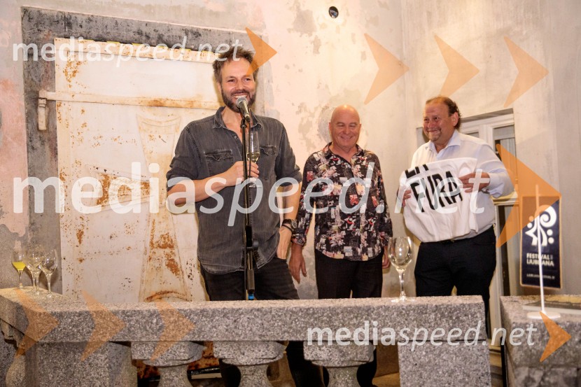  Josep Vicent, dirigent;  Carlus  Padrissa, režiser;  Darko  Brlek, direktor in umetniški vodja, Festival LjubljanaLa Fura dels Baus, Joseph Haydn: Stvarjenje na 73. Ljubljana Festivalu