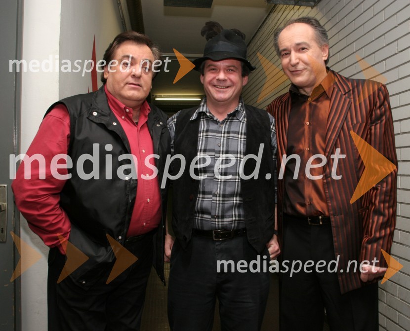 Krunoslav Kičo Slabinac, hrvaški pevec, Koširjev Klemen, humorist in Rajko Djordjevič, direktor VTV (Velenjska televizija)Parada humorja 2006