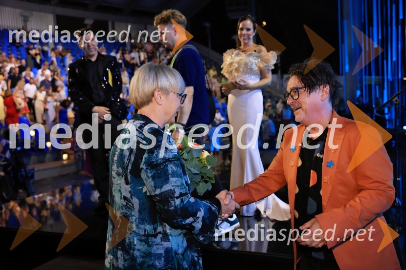 dr. Nataša Pirc Musar, predsednica Republike Slovenije;  Dare Kaurič, pevec44. festival Melodije morja in sonca, zmagovalec Dare Kaurič