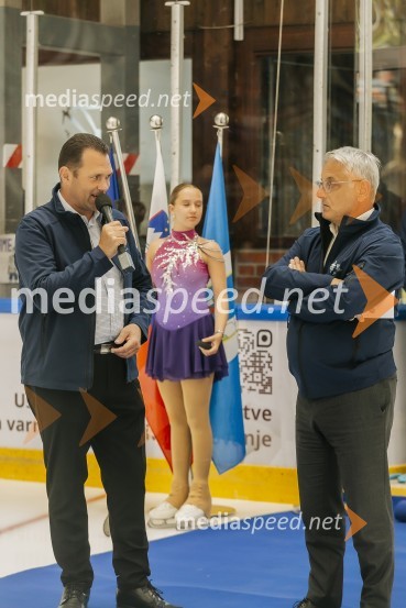  Anton Mežan, župan, Občina Bled;  Matjaž Han, minister za gospodarstvo, turizem in športOdprtje prenovljene Ledene dvorane Bled