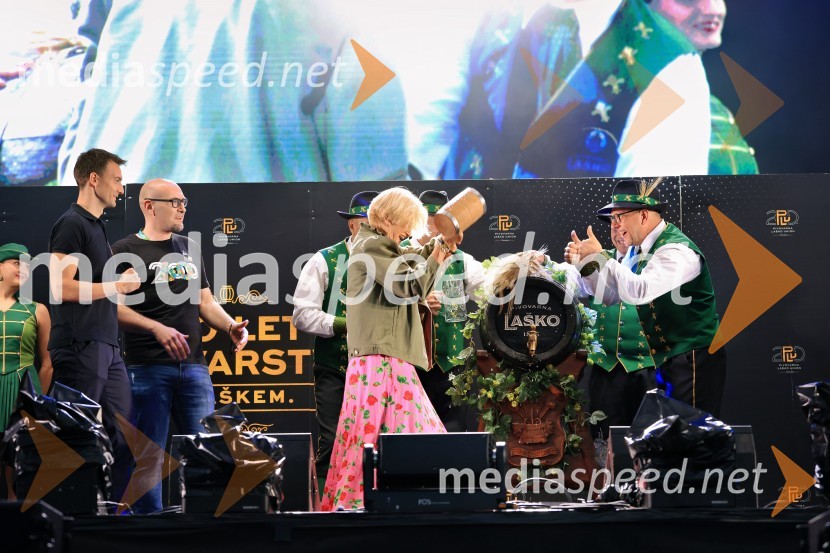  Marko Šantej, župan, Občina Laško;  Miha  Mirt, direktor STIK Laško;  Marta Bulhak, direktorica Pivovarna Laško Union60. festival Pivo in cvetje 2025 odprli Magnifico, Šank Rock, Jan Plestenjak, Luka Basi in Dejan Dogaja