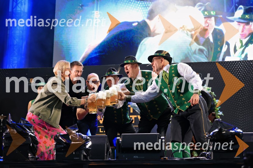  Marta Bulhak, direktorica Pivovarna Laško Union;  Marko Šantej, župan, Občina Laško;  Miha  Mirt, direktor STIK Laško60. festival Pivo in cvetje 2025 odprli Magnifico, Šank Rock, Jan Plestenjak, Luka Basi in Dejan Dogaja