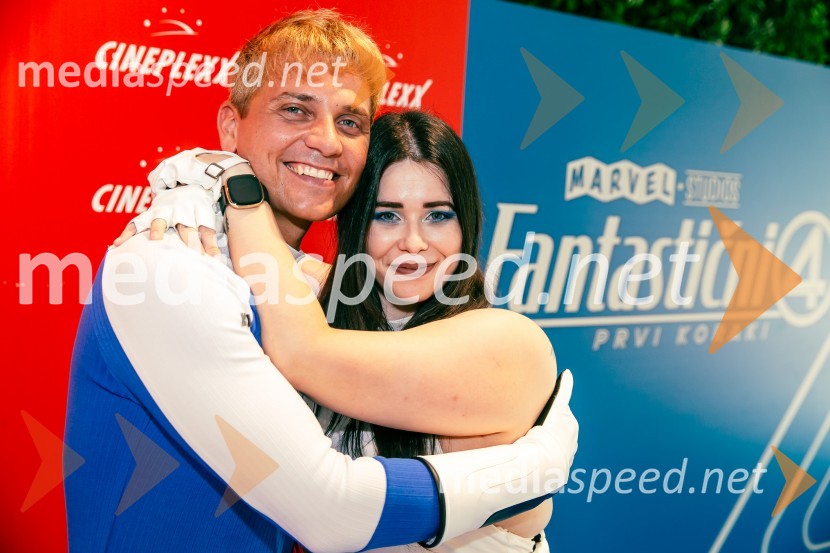  Matic  Gaiser, cosplayer, costumer;  Simona Bračun Rok, CineplexxVečer superjunakov s filmom Fantastični 4: prvi koraki v Cineplexx Ljubljana