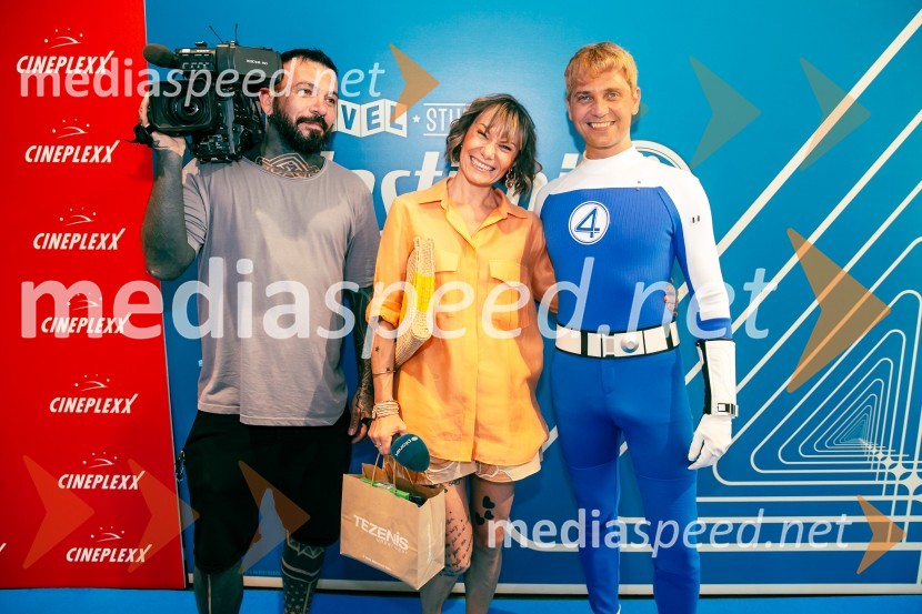  ... ;  Ana Raščan, voditeljica in novinarka;  Matic  Gaiser, cosplayer, costumerVečer superjunakov s filmom Fantastični 4: prvi koraki v Cineplexx Ljubljana
