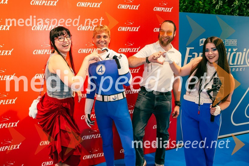  Kaja Kočevar- Kaya Solo, vlogerka;  Matic  Gaiser, cosplayer, costumer;  Jan Strmšek;  Simona Bračun Rok, CineplexxVečer superjunakov s filmom Fantastični 4: prvi koraki v Cineplexx Ljubljana