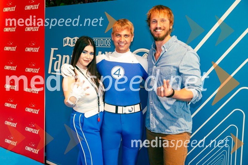  Simona Bračun Rok, Cineplexx;  Matic  Gaiser, cosplayer, costumer;  Andrei Lenart, igralecVečer superjunakov s filmom Fantastični 4: prvi koraki v Cineplexx Ljubljana