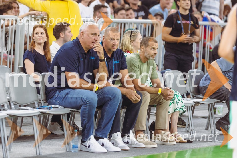  Saša Dončić, košarkar, trener;  Matej Erjavec, predsednik, Košarkarska Zveza Slovenije;  Aleksander Čeferin, odvetnik in predsednik UEFESlovenija : Nemčija, Košarka