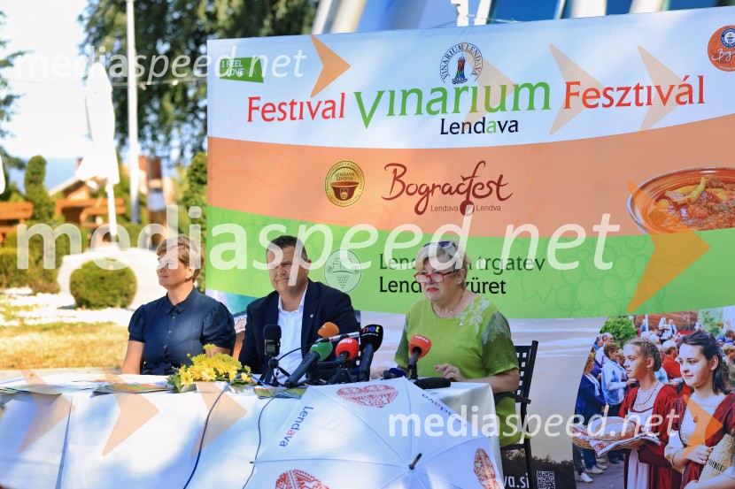  Martina  Bukovec, Zavod za turizem in razvoj Lendava;  Janez Magyar, župan, Občina Lendava;  Eva Marija Banutai, predsednica, Turistična zveza LendavaFestival Vinarium 2025, novinarska konferenca