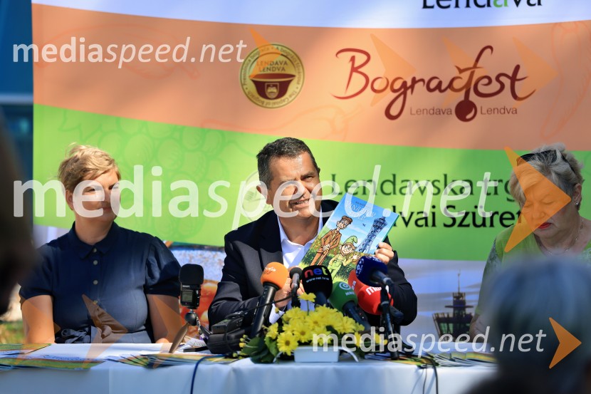  Martina  Bukovec, Zavod za turizem in razvoj Lendava;  Janez Magyar, župan, Občina Lendava;  Eva Marija Banutai, predsednica, Turistična zveza LendavaFestival Vinarium 2025, novinarska konferenca