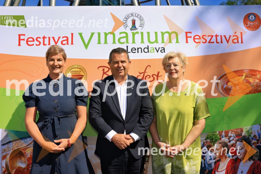  Martina  Bukovec, Zavod za turizem in razvoj Lendava;  Janez Magyar, župan, Občina Lendava;  Eva Marija Banutai, predsednica, Turistična zveza LendavaFestival Vinarium 2025, novinarska konferenca