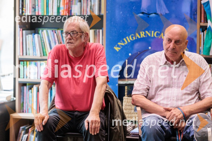  Sergio Tavčar, novinar;  Ivo Daneu,  nekdanji košarkarNovinarska konferenca ob izidu knjige 77: Osrečenost v času Luke Dončića