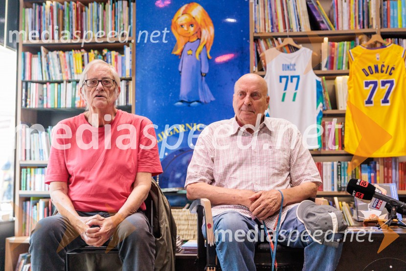  Sergio Tavčar, novinar;  Ivo Daneu,  nekdanji košarkarNovinarska konferenca ob izidu knjige 77: Osrečenost v času Luke Dončića