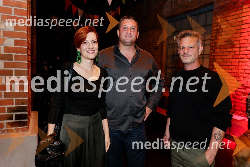 dr. Asta Vrečko, ministrica za kulturo;  Urban  Likozar, predsednik uprave Elektro Ljubljana;  Tibor Mihelič Syed, direktor, Kino ŠiškaMladi levi 2025, otvoritev festivala