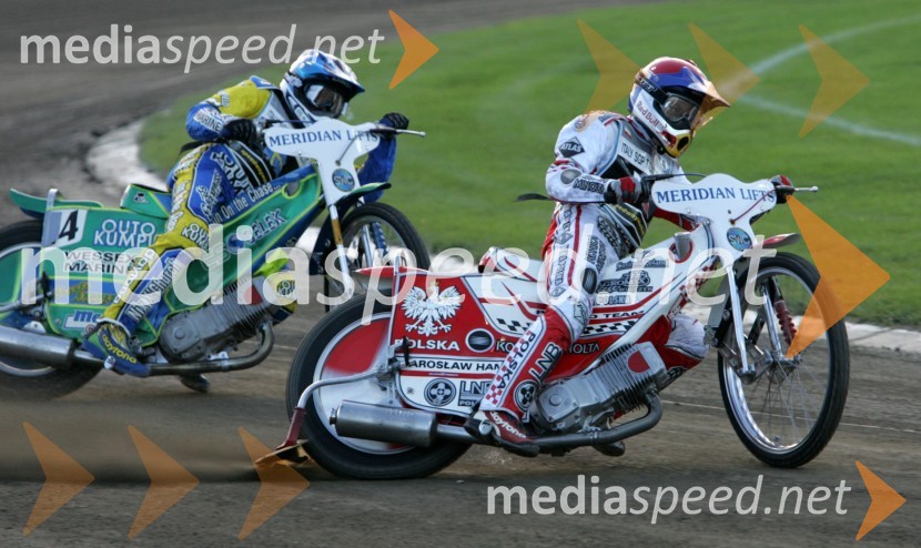 Antonio Lindbaeck (Švedska) in Jaroslaw Hampel (Poljska)SPEEDWAY, Ekipno svetovno prvenstvo 2005