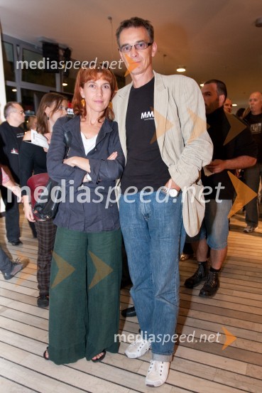 Barbara Hieng Samobor, direktorica Mestnega gledališča Ljubljana in njen mož Igor Samobor, igralecLaibach in Juno Reactor, koncert