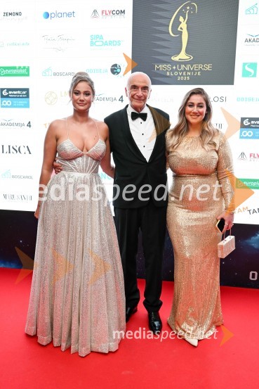  Emina Ekić, Miss Universe 2017;  Ivo Boscarol, podjetnik, generalni direktor Pipistrel d.o.o.;   Indira Ekić, Indy beautyMiss Universe Slovenije 2025 je Hana Klaut