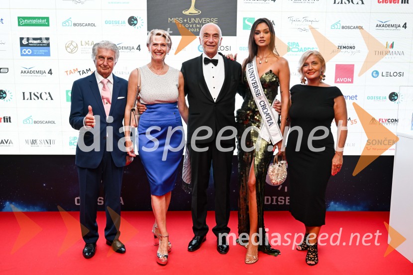  ... ;  ... ;  Ivo Boscarol, podjetnik, generalni direktor Pipistrel d.o.o.;  Laura Gnjatović, Miss Universe Hrvaške 2025;  Urša Zupan, izvršna direktorica Odisejada d.o.o.Miss Universe Slovenije 2025 je Hana Klaut