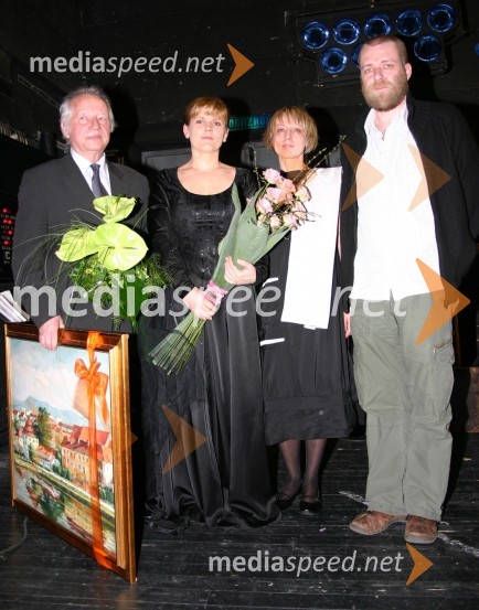 Lojze Lebič, skladatelj, Karmina Šilec, zborovodkinja, ... in Jernej Lorenci, režiserIz veka vekov, premiera opere SNG Maribor