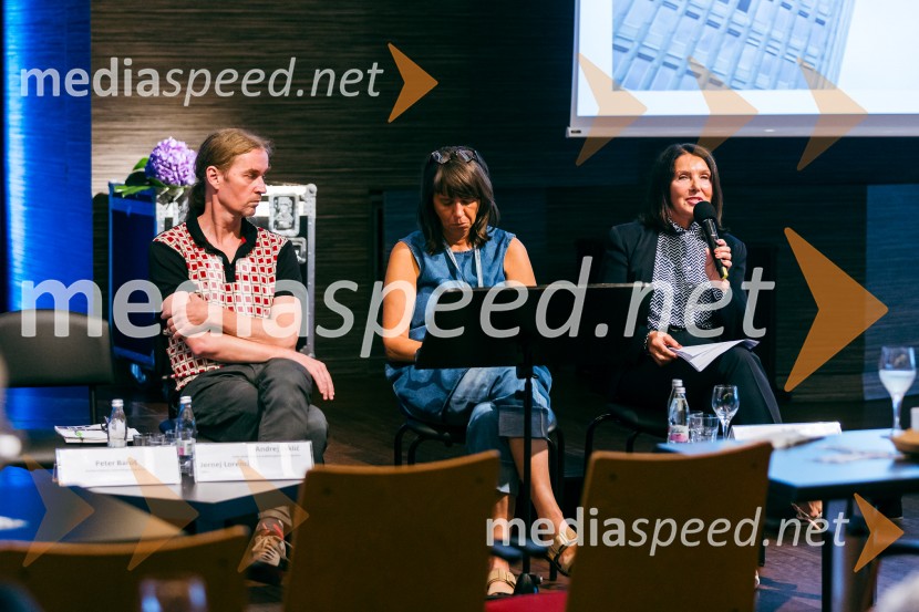  Andrej Jaklič, vodja gledališkega in sodobnoplesnega programa CD;  Barbara Rogelj, vodja humanističnega in kulturno-vzgojnega programa, Cankarjev dom; mag. Breda Pečovnik, direktorica kongresno komercialne dejavnosti Cankarjev domPredstavitev sezone 2025/26 v Cankarjevem domu