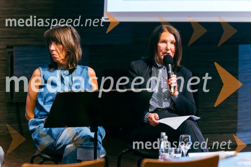  Barbara Rogelj, vodja humanističnega in kulturno-vzgojnega programa, Cankarjev dom; mag. Breda Pečovnik, direktorica kongresno komercialne dejavnosti Cankarjev domPredstavitev sezone 2025/26 v Cankarjevem domu