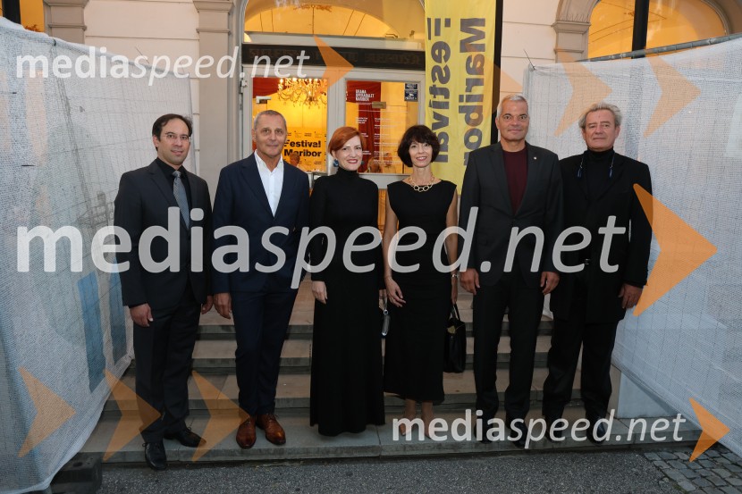  Simon Krečič, umetniški direktor Opere SNG Maribor;  Danilo Rošker, direktor SNG Maribor; dr. Asta Vrečko, ministrica za kulturo;  Barbara Švrljuga Hergovich, umetniška vodja, Koncertna poslovalnica Narodni dom Maribor;  Aleksander Saša Arsenovič, župan, Mestna občina Maribor;  Vladimir  Rukavina Gogo, direktor Narodnega doma Maribor ter direktor Festivala Lent Otvoritveni koncert Festivala Maribor 2025