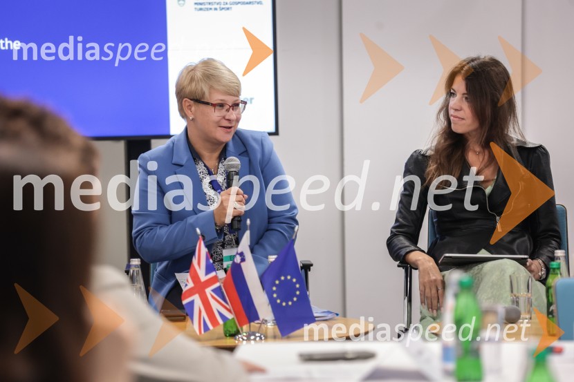 dr. Jerneja Jug Jerše, vodja Predstavništva Evropske komisije v Sloveniji;  Karla Pinter, generalna direktorica Direktorata za notranji trgBritansko-evropska poslovna konferenca
