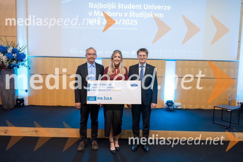  ... ;  Pia Žula, najboljša študentka Univerze v Mariboru 2024/2025; prof. dr. Zdravko Kačič, rektor Univerze v MariboruNajboljša študentka Univerze v Mariboru je Pia Žula