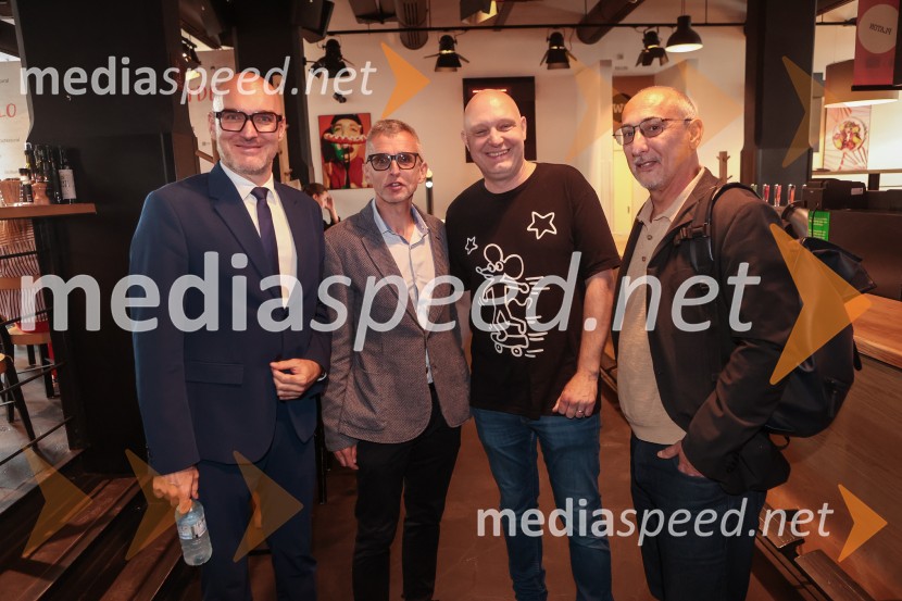  ... ;  Aleš  Pavlin , Perfo production;  Mitja Čander, direktor, Beletrina;  Aleš Vesel, vodja trženja, BeletrinaFilmska priredba romana Belo se pere na devetdeset predstavljena na novinarski konferenci