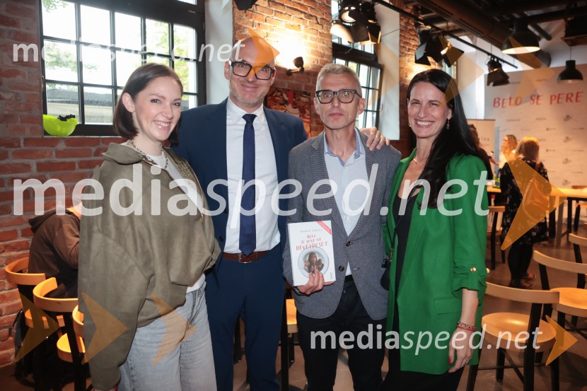  ... ;  ... ;  Aleš  Pavlin , Perfo production;  Inesa Grobler, vodja marketinga, BeletrinaFilmska priredba romana Belo se pere na devetdeset predstavljena na novinarski konferenci