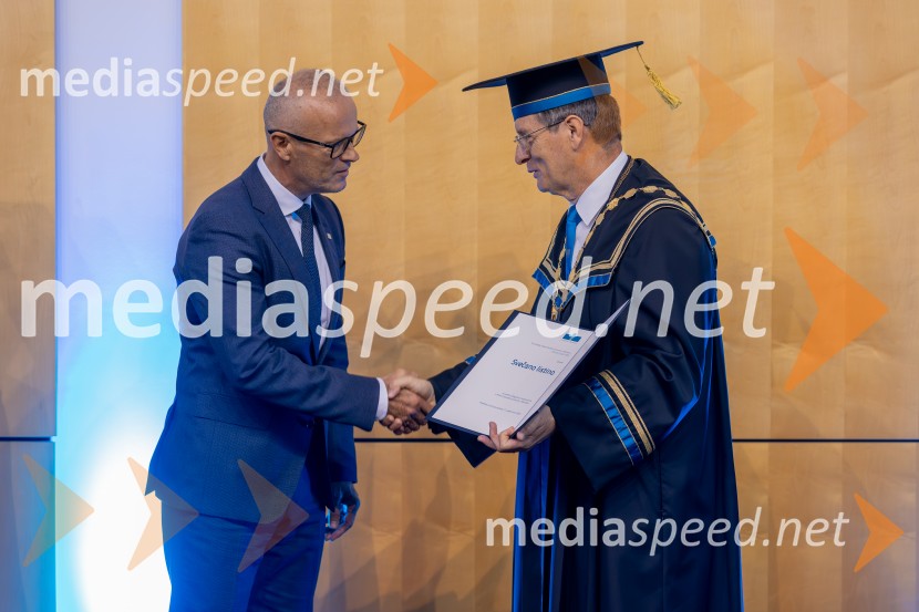  Bojan Podgoršek, Notarska zbornica Slovenije; prof. dr. Zdravko Kačič, rektor Univerze v MariboruDan Univerze v Mariboru 2025