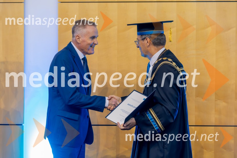 izr. prof. dr. Bojan Rosi, dekan, Fakulteta za logistiko, Univerza v Mariboru; prof. dr. Zdravko Kačič, rektor Univerze v MariboruDan Univerze v Mariboru 2025