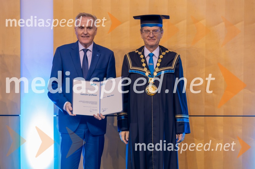 izr. prof. dr. Bojan Rosi, dekan, Fakulteta za logistiko, Univerza v Mariboru; prof. dr. Zdravko Kačič, rektor Univerze v MariboruDan Univerze v Mariboru 2025