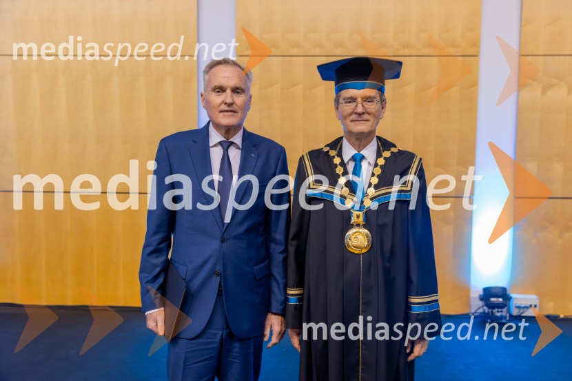 izr. prof. dr. Bojan Rosi, dekan, Fakulteta za logistiko, Univerza v Mariboru; prof. dr. Zdravko Kačič, rektor Univerze v MariboruDan Univerze v Mariboru 2025