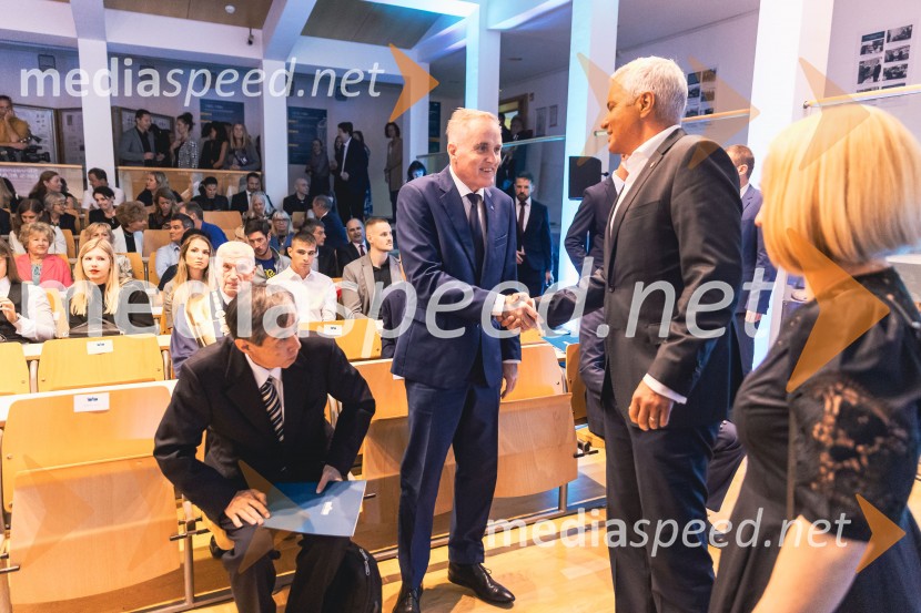 izr. prof. dr. Bojan Rosi, dekan, Fakulteta za logistiko, Univerza v Mariboru;  Aleksander Saša Arsenovič, župan, Mestna občina MariborDan Univerze v Mariboru 2025