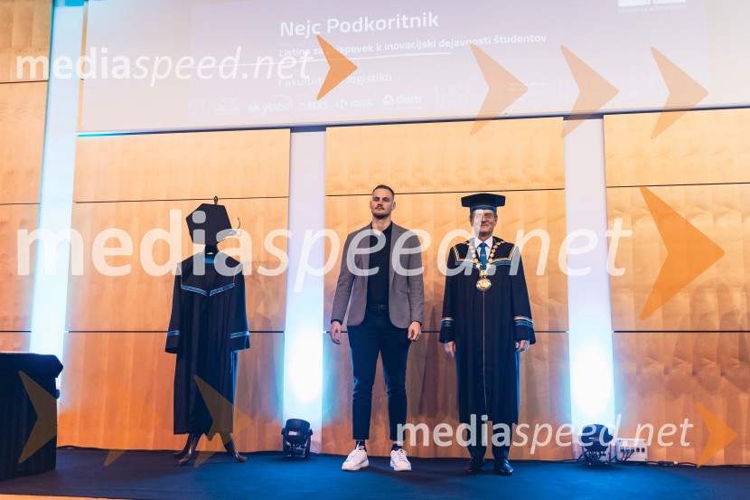 Nejc Podkoritnik, Fakulteta za logistiko, UM; prof. dr. Zdravko Kačič, rektor Univerze v MariboruDan Univerze v Mariboru 2025