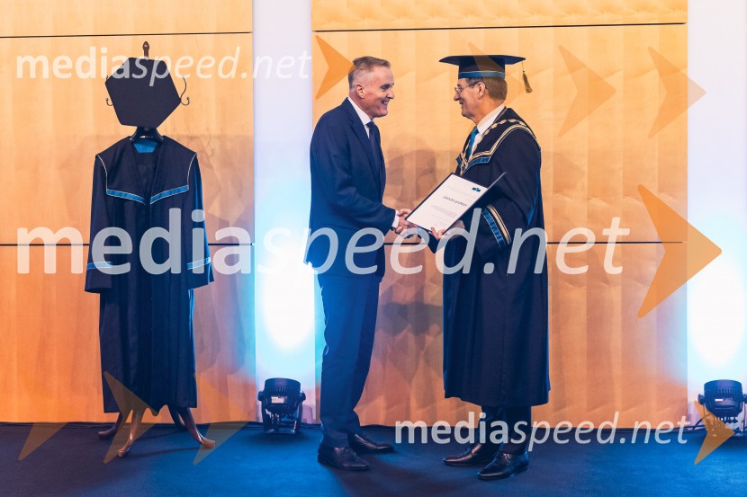 izr. prof. dr. Bojan Rosi, dekan, Fakulteta za logistiko, Univerza v Mariboru; prof. dr. Zdravko Kačič, rektor Univerze v MariboruDan Univerze v Mariboru 2025