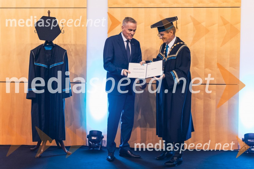 izr. prof. dr. Bojan Rosi, dekan, Fakulteta za logistiko, Univerza v Mariboru; prof. dr. Zdravko Kačič, rektor Univerze v MariboruDan Univerze v Mariboru 2025